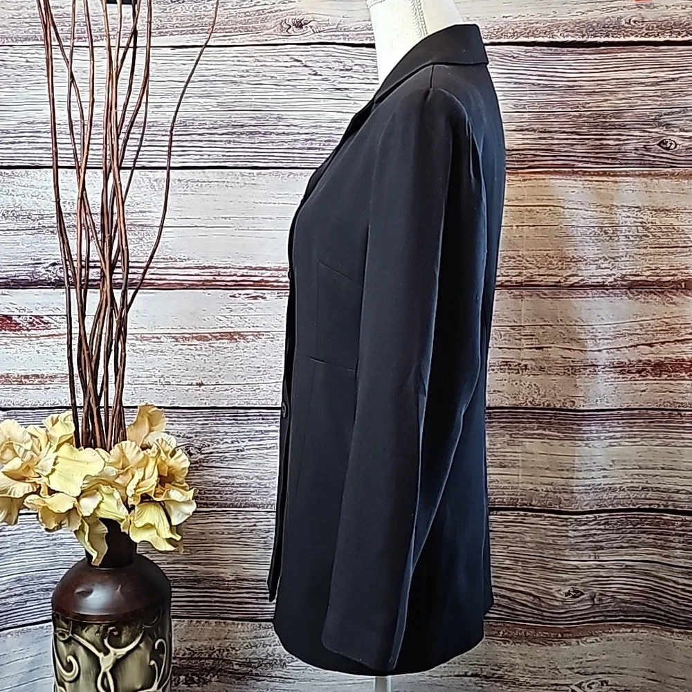 HILLARD & HANSON BLACK LINED PADDED LONG SLEEVE DRESS JACKET - Picture 3 of 10